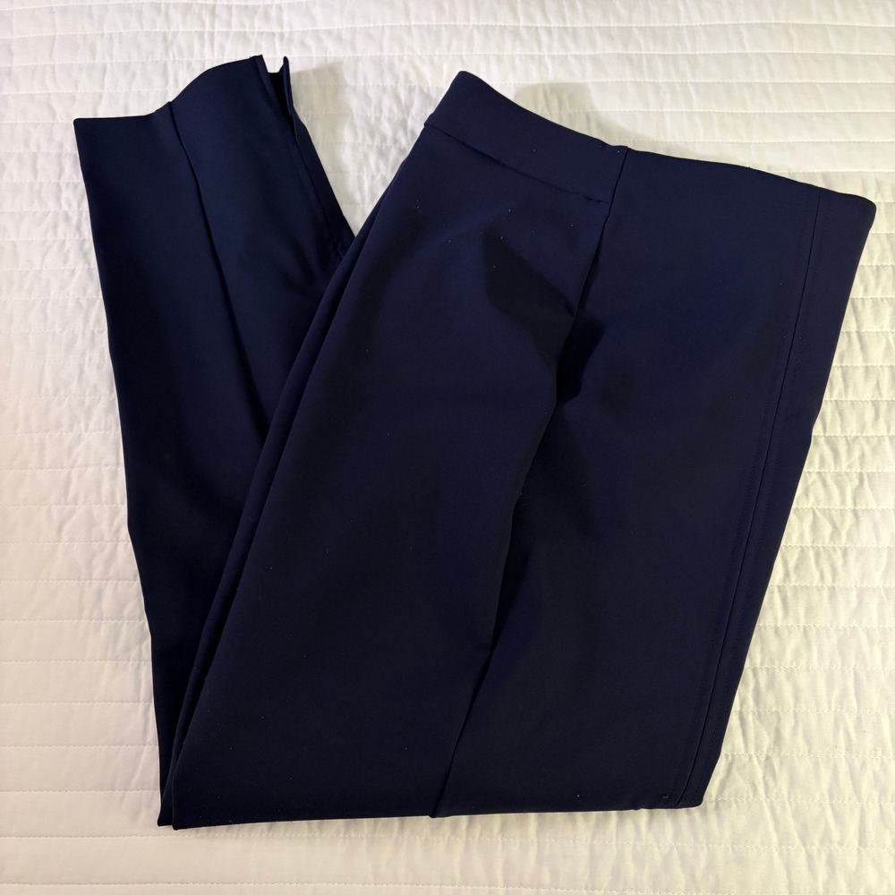 Chico's Bi-Stretch Navy Front Seam Slit Ankle Pants sz 3/XL